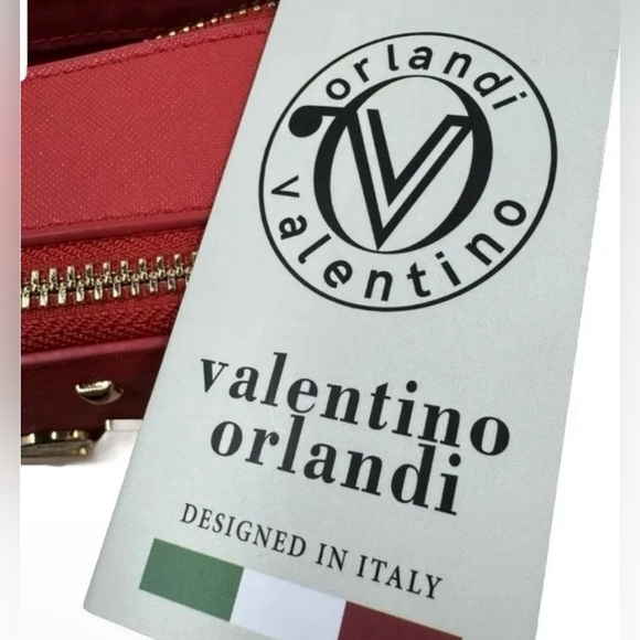 Orlando Valentino Red Leather Studded Bag, NWT - Picture 7 of 10